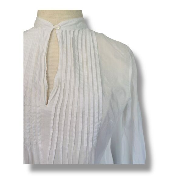 Michael Kors Women's White Pintuck Peasant Blouse Size 10 - Picture 3 of 7